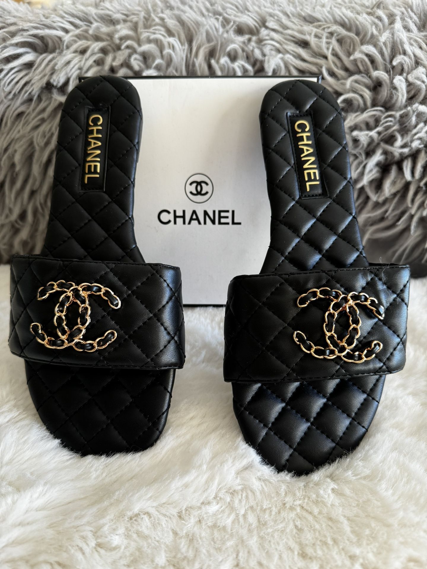 Chanel Flats Black Leather Sz 8