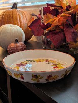 Fall Leaves Ceramic Serving Bowl