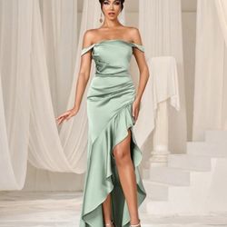 Green Formal Satin Dress