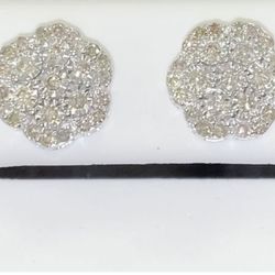 Authentic Sterling Silver 0.6 CTTW Diamond Earrings