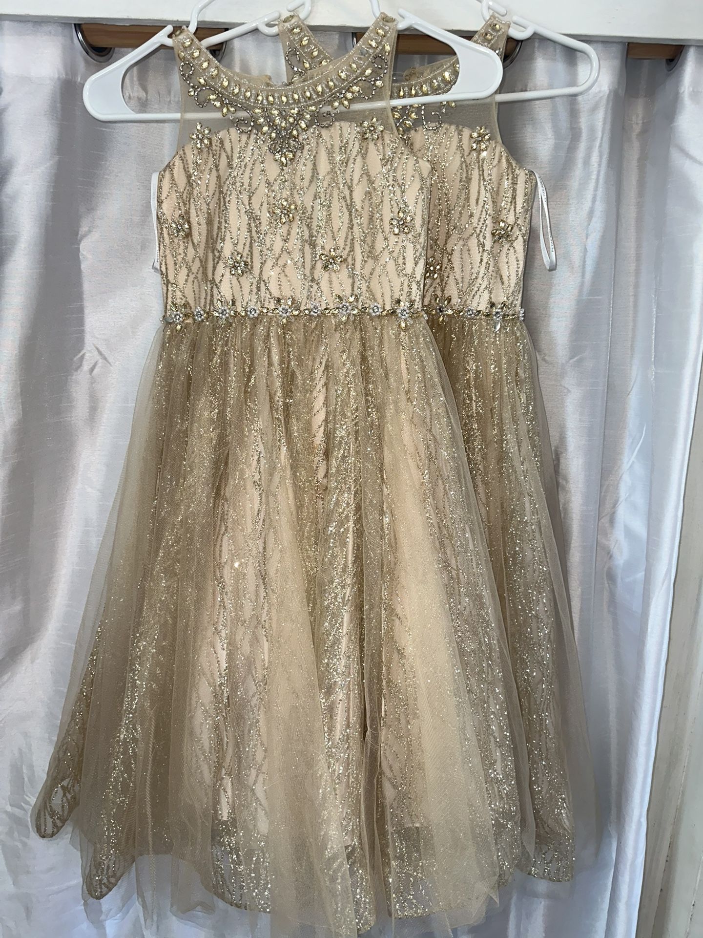 Girls Gold Sparkling Dress Size 4 and 6
