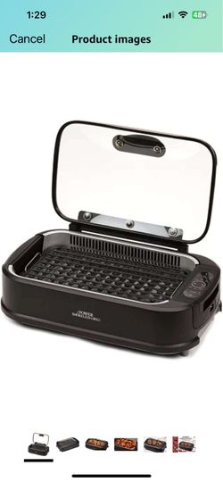 Smokeless Indoor Electric Grill With Tempered Lid Interchangeable Griddle Plate