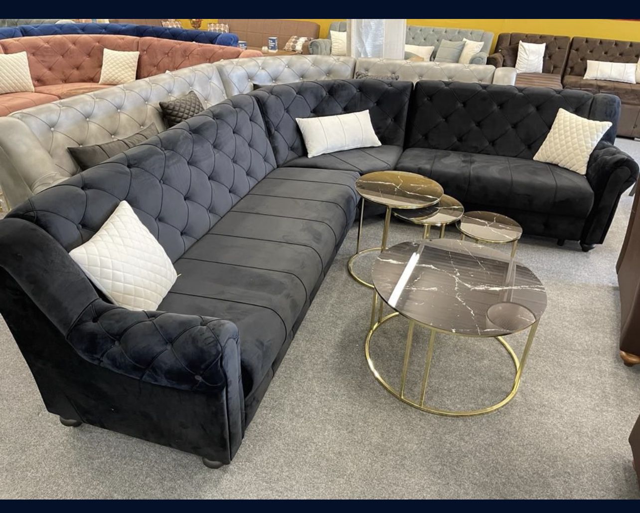 New Black Velvet Living Room Sectional Sleeper - Delivery And Financing Available 