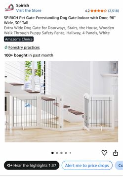 Spirich Freestanding Pet Gate with Door, 4 Panels