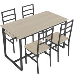 Minor Chipped Assembled New 5-Piece Rectangular Kitchen Table Set, Industrial Dining Table and Chair
