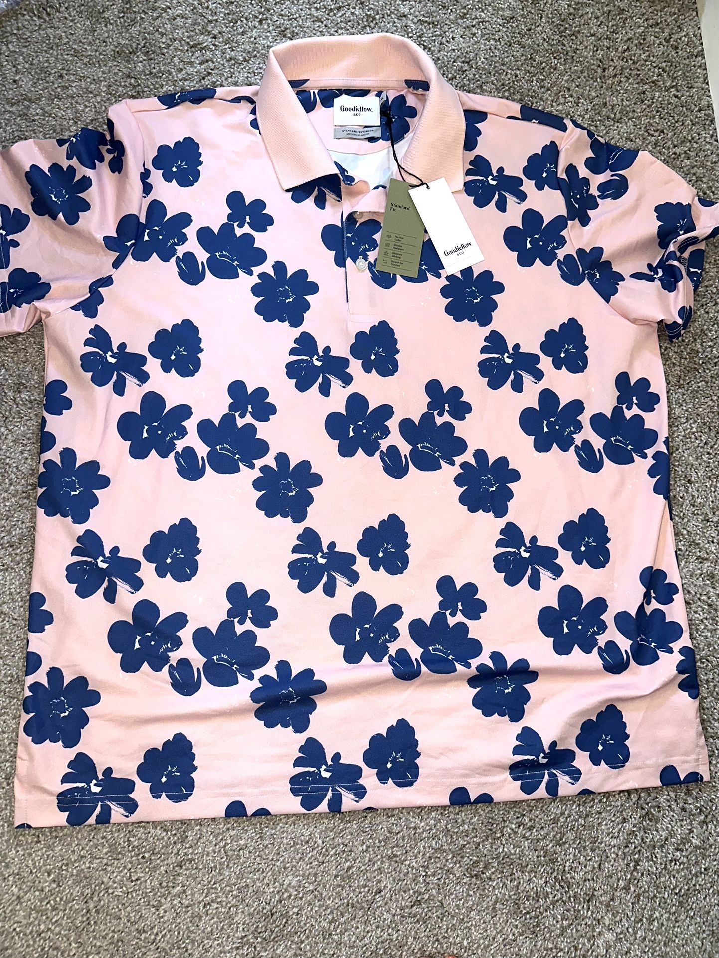 Men’s Floral Polo Shirt 2XL