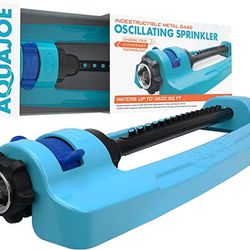 Aqua Joe SJI-OMS16 Indestructible Metal Base Oscillating Sprinkler with Adjustable Spray, 3600-Square Foot 