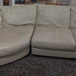 Leather White Cream Ikea Vreta Sectional Sofa  and Loveseat 