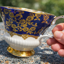 Royal Albert “Consort Series” Bone China Teacup – England – Cobalt & Gold