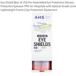 American Hospital Supply Eye Shield [Box of 25] Pre-Assembled Eye Protective Glasses, Protective Eyewear PPE for Hospitals with Optical-Grade Lenses, 