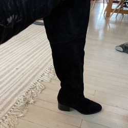 Via Spica Suade Black Over The Knee Boots 7