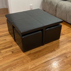 Free Leather Coffee Table With 4 Pullout Seats