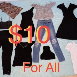 All For $10 Big Bundle of Women Clothes size xs in great condition Levi jeans 👖👗👚etc