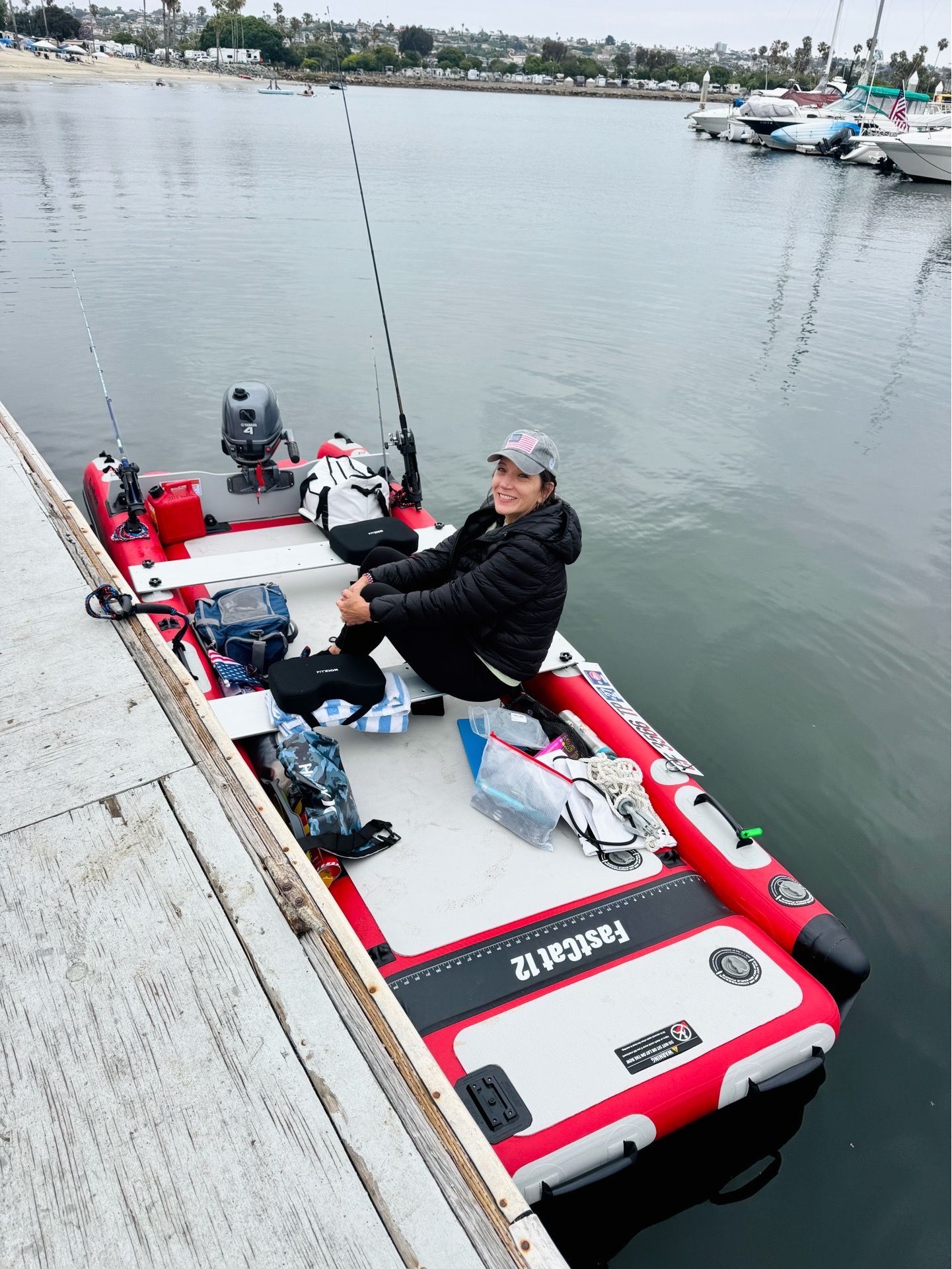 FastCat 12 by Sea Eagle catamaran inflatable boat with all accessories & Water Snake electric motor