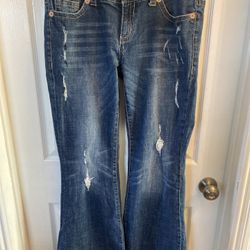 Seven7 Jeans Womens Adult Size 34x32 Blue Denim Flare Jeans