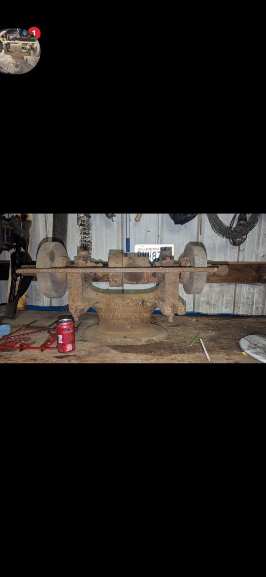 Old Stone Bench Grinder Belt Drive