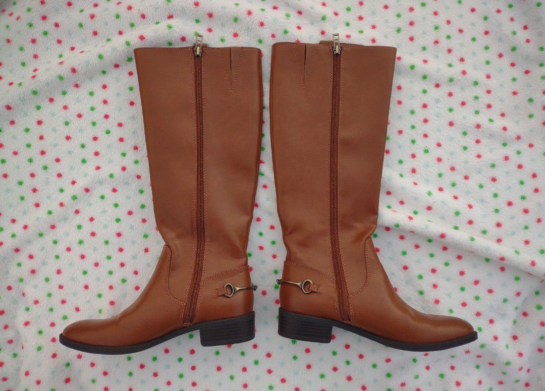 Sam Libby Tall Knee High Riding Boot Faux Leather Full Zipper Low Heel Brown
Sz7