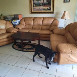 Brown leather Couch Set