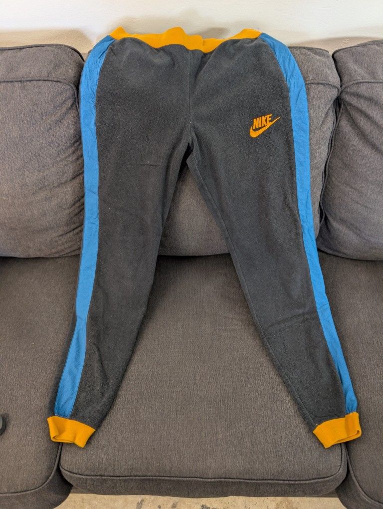 Nike Sportswear Polar Fleece Jogger Pants Black Blue Yellow Women's Size Small
