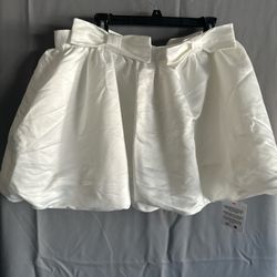 ASOS Design Bubble Mini Skirt White Puffy Flirty Fun Going Out Dance Clubbing. White bow skirt with elastic waistbands. Size 14.