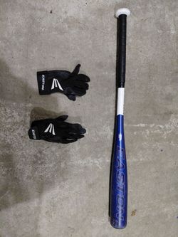 Youth aluminum bat and batting gloves
