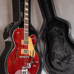 Gretsch guitar with TV Jones pickups, Bigsby, and other upgrades