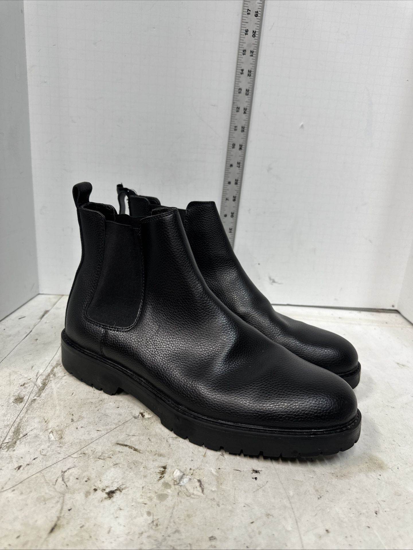 Nordstrom Men's Shop Chelsea Ankle Boots Pull On Men Size 11 Black Leather #U5