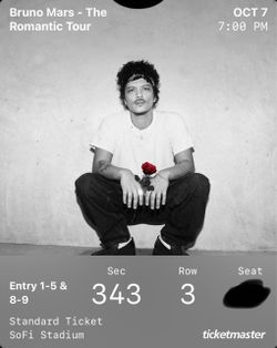 Bruno Mars The Romantic Tour SoFi Stadium 10/7 - Looking to trade for any other SoFi date