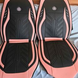 Universal Car Seat Covers, Full Set 5 Seat Car, Black and Pink