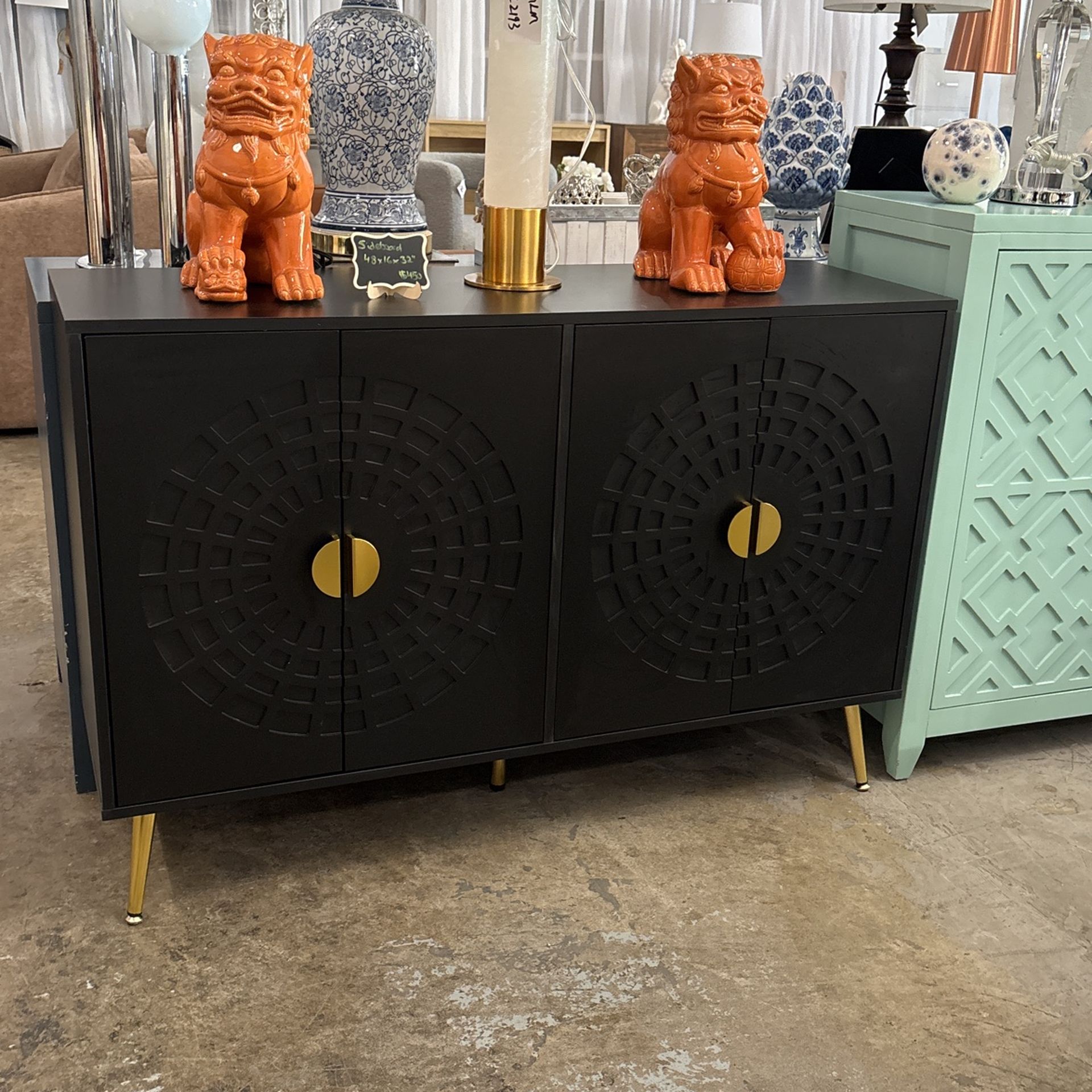 Sideboard Credenza Black Entertainment Media Cabinet -NEW - 48x16x32”H- Home / Office- Delivery 🚚 Available 