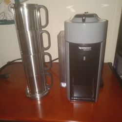 Nespresso Vertuo Line Machine W/ Matching Espresso Cups And Stand