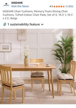 IASEAHK Memory Foam Dining Chair Cushions Set of 4