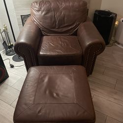 Oversized, Leather Chair And Ottoman