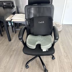 Ergonomic mesh office chair w headrest plus lumber and seat cushions