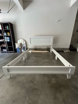 Queen farmhouse white bed frame