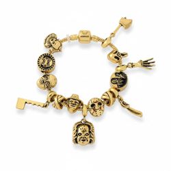 Horror Charm Gold Tone Bracelet Chucky Jason Freddy Scream Saw Halloween