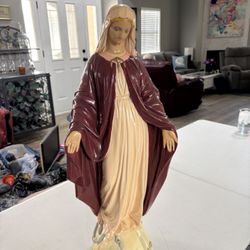 25 Inch High Porcelain Virgin Mary Statue