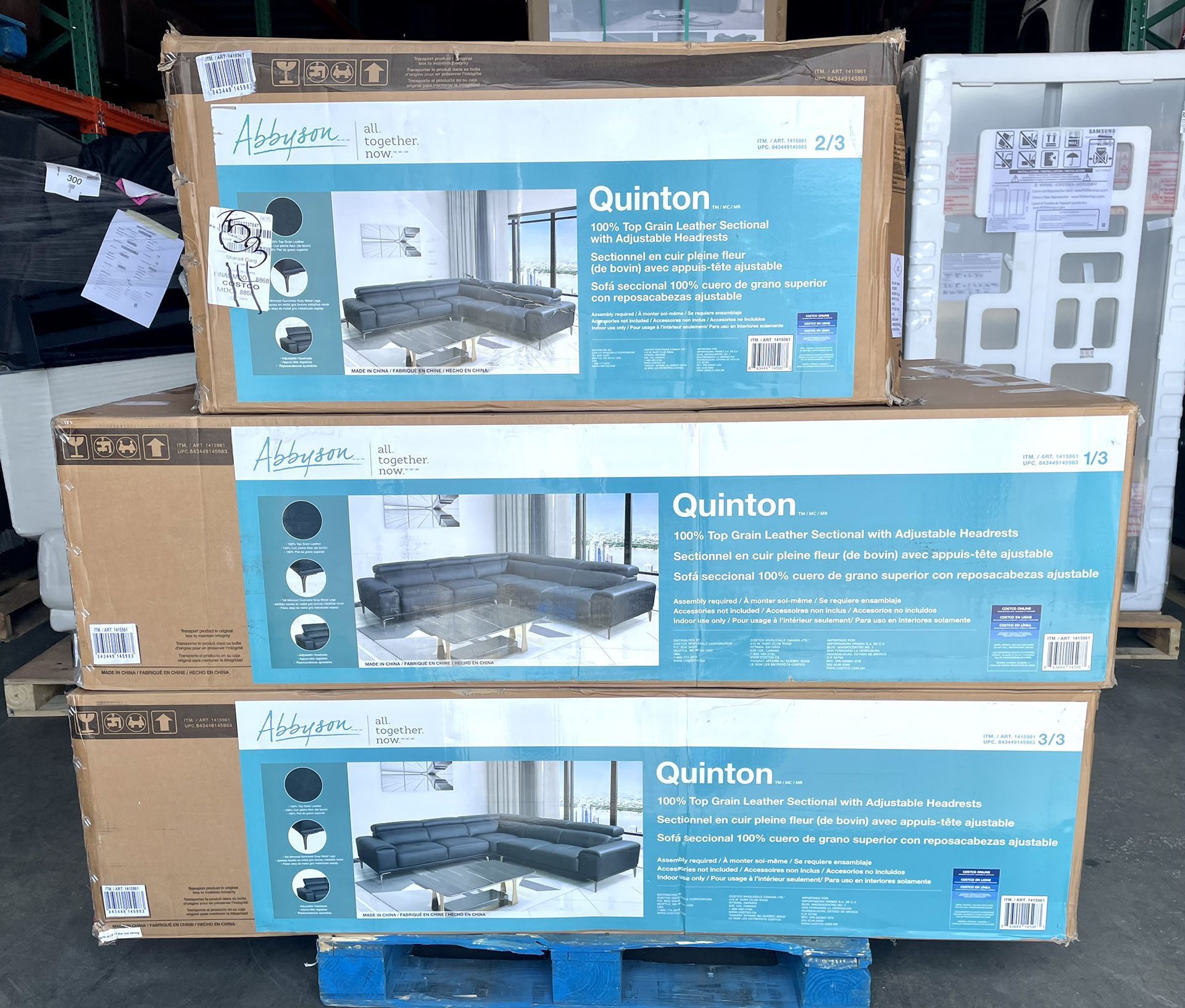 FREE DELIVERY BRAND NEW Quinton Top Grain Leather Sectional with