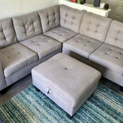 81" Reversible Modular Sectional Sofa/Couch with Ottoman