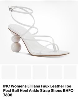 Women’s INC Lilliana Faux Leather Lace Up Sandals w Stacked Ball heels