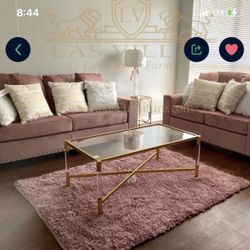 SOFAS/ MESA/ ALFOMBRA y Lámpara Para Vender Todo Conjunto 