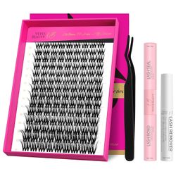 VEYESBEAUTY Lash Tuft Voluminous Single Lash Extender 3D Layered Thickening Lash Wispy Mixed Length DIY Lash Tray (VBmuse Set, 10-18mm)