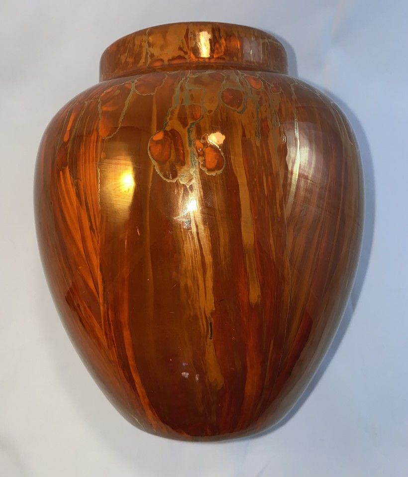 Vintage Orange Drip Glaze Vase/Pot *Signed Edie*
