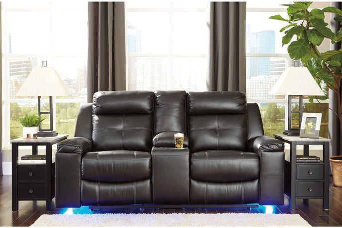 $39down Payment 🎆 Kempten Black Reclining Loveseat with Console

by Ashley Furniture

