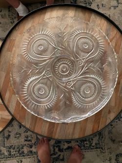 Large Vintage L.E. Smith Pressed Glass Serving Platter