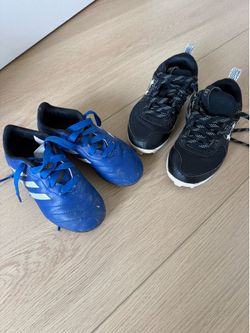 Toddler 9c and 10c adidas soccer cleats and under armour baseball cleats