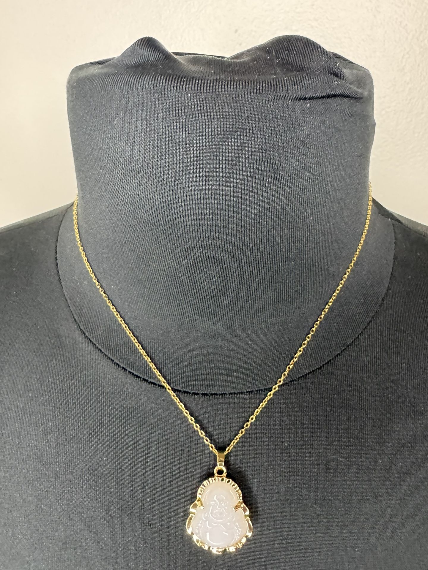 Gold Plated Chain With White Budda Charm