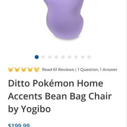 Pokemon Center Licensed Ditto Bean Bag Chair (New) 