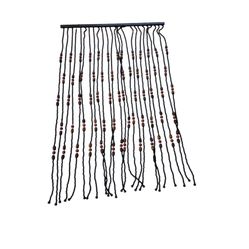 Beaded Wood Curtain 33” W Vintage Door Way Entry Black/Tan Hanging Hippie Boho