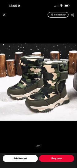Camo Snow Boots with Velcro Strap